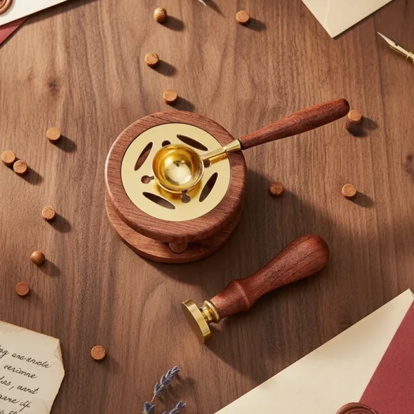 مهر برنجی با دسته چوبی